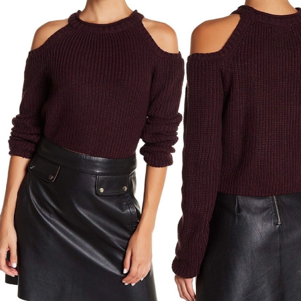 Elodie Purple Cold Shoulder Knit Sweater XL